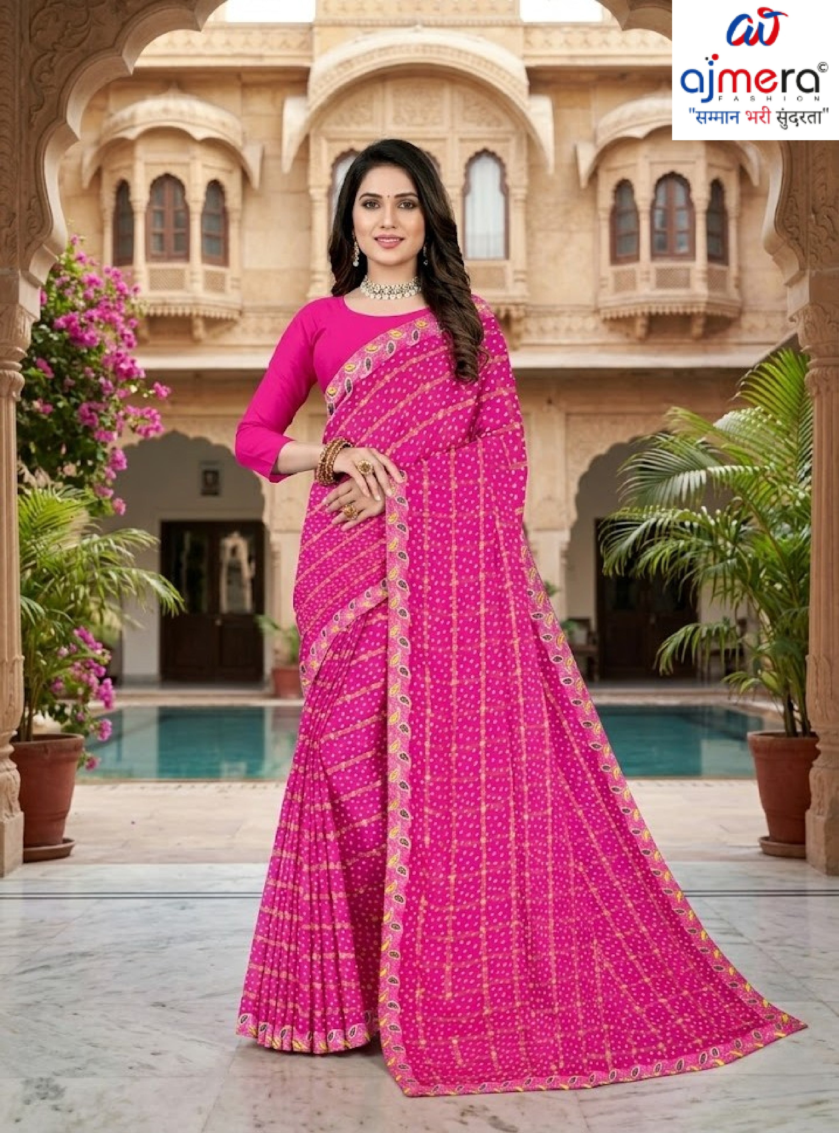 Georgette Print Loose Saree with Blouse for Premium Ethnic and Traditional Wear | TD-NAARI