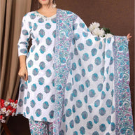 Designer Cotton Kurti Set for Women | JNF-COTTON HANDWORK 3PCS