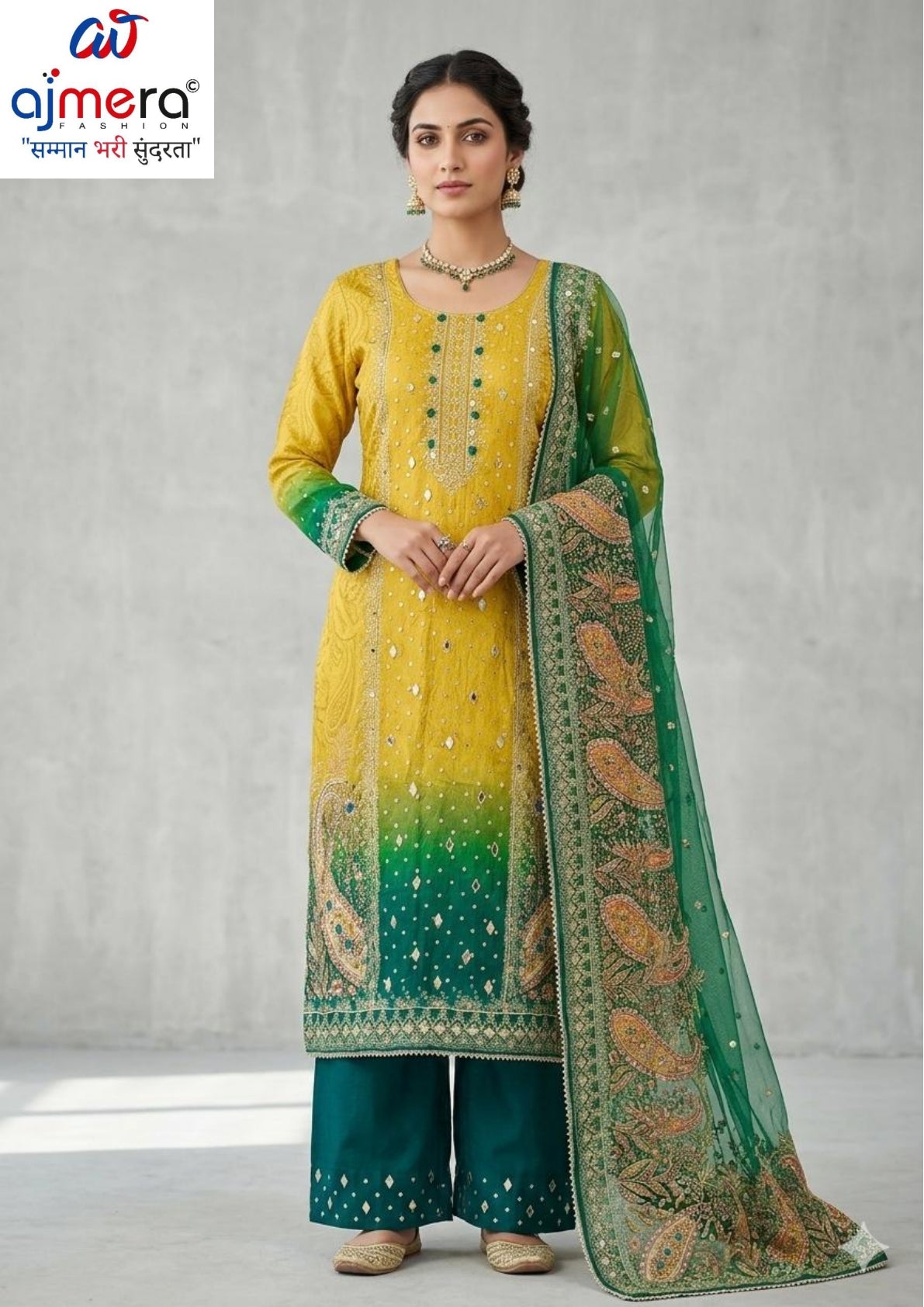 Premium Designer Glass Organza Unstitched Suit Set | AAR-ROMIO
