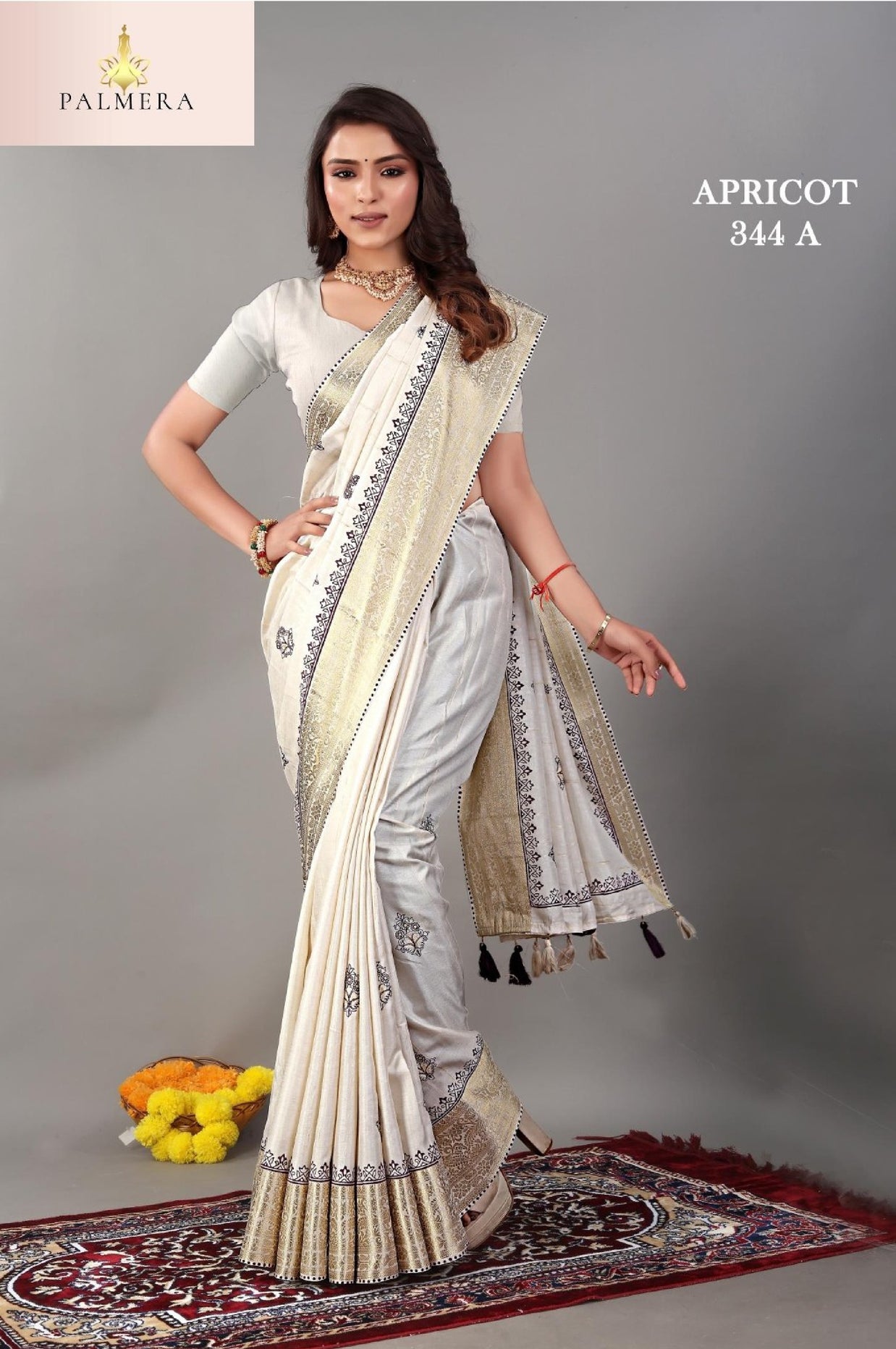 Apricot Linen Saree with Blouse for Premium Ethnic and Party Wear | ALL-APRICOT-344