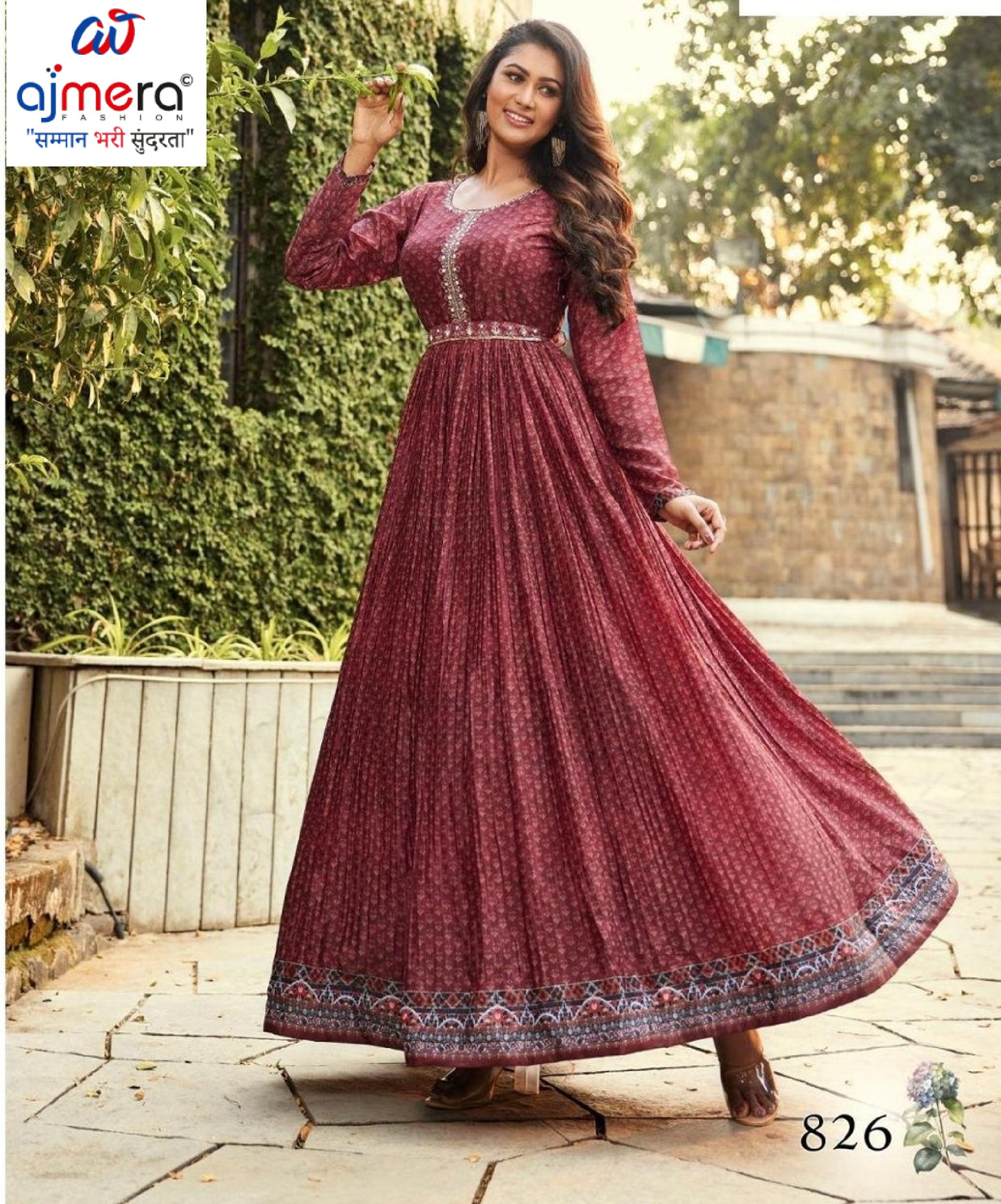 Designer Poly Chinon Digital Gown for Women | COL-826