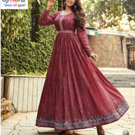 Designer Poly Chinon Digital Gown for Women | COL-826