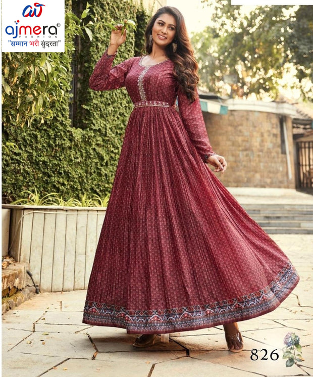 Designer Poly Chinon Digital Gown for Women | COL-826