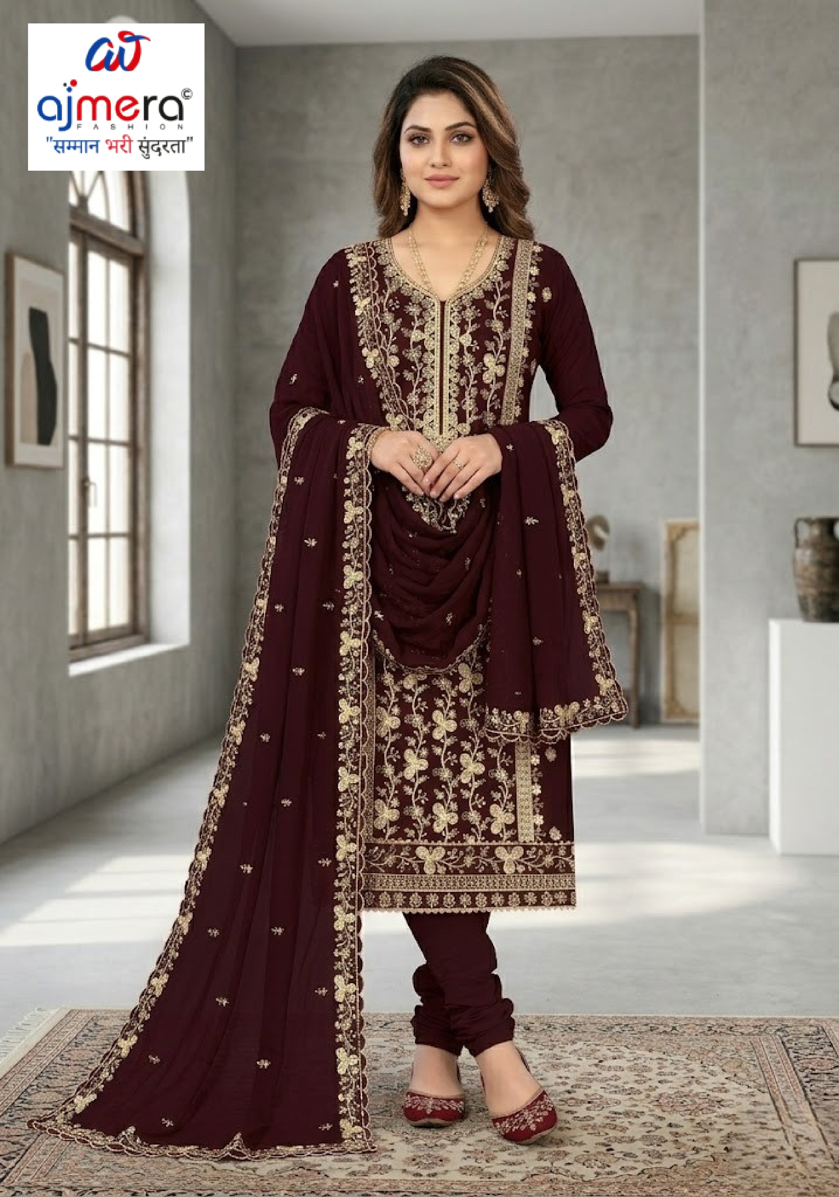 Premium Georgette Blooming Unstitched Suit Set | KVF-MARYAM