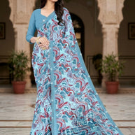Beautiful Printed Saree with Blouse Piece for Cultural Celebrations | CAS-SILK GEORGEATE