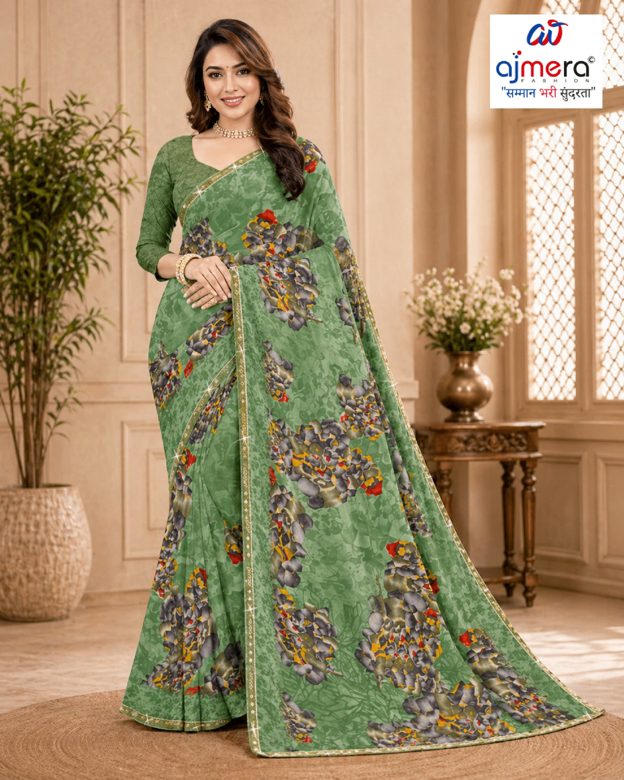 Premium Printed Saree with Matching Blouse Piece for Ethnic Elegance  | TTS-KAVERI