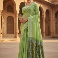 Fashionable Jacquard Silk Saree with Blouse Piece for Special Events | SOJ-KARISHMA COTTON
