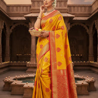 Premium Jacquard Silk Saree with Matching Blouse Piece for Ethnic Celebrations | SOJ-KUSHAL MANGAL