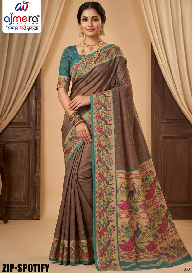 Timeless Rapier Silk Matching Saree With Blouse Piece | ZIP-SPOTIFY