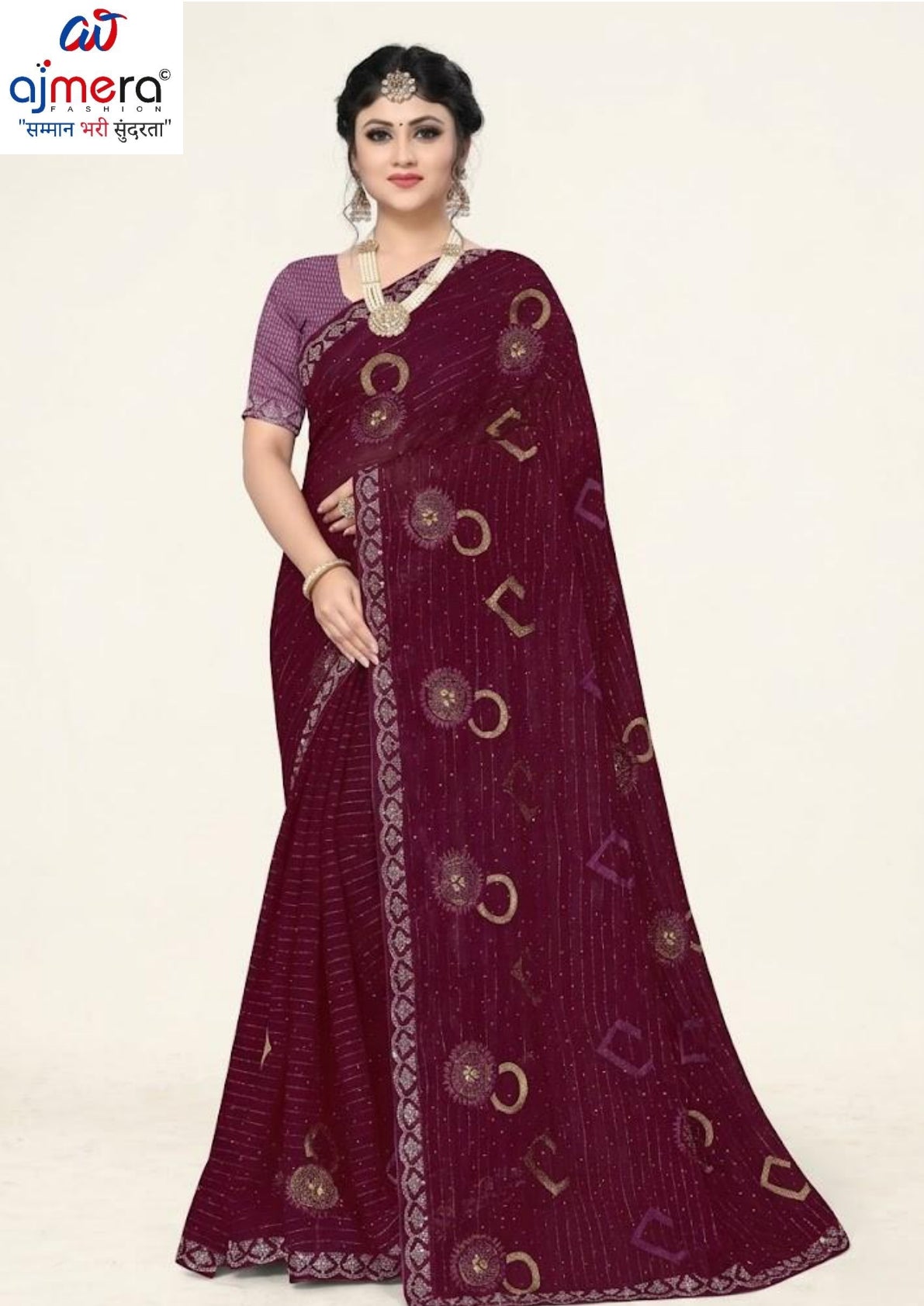 Dyed Matching Saree Wholesale with Blouse Piece for Premium Ethnic and Traditional Wear | VKM-AJMER