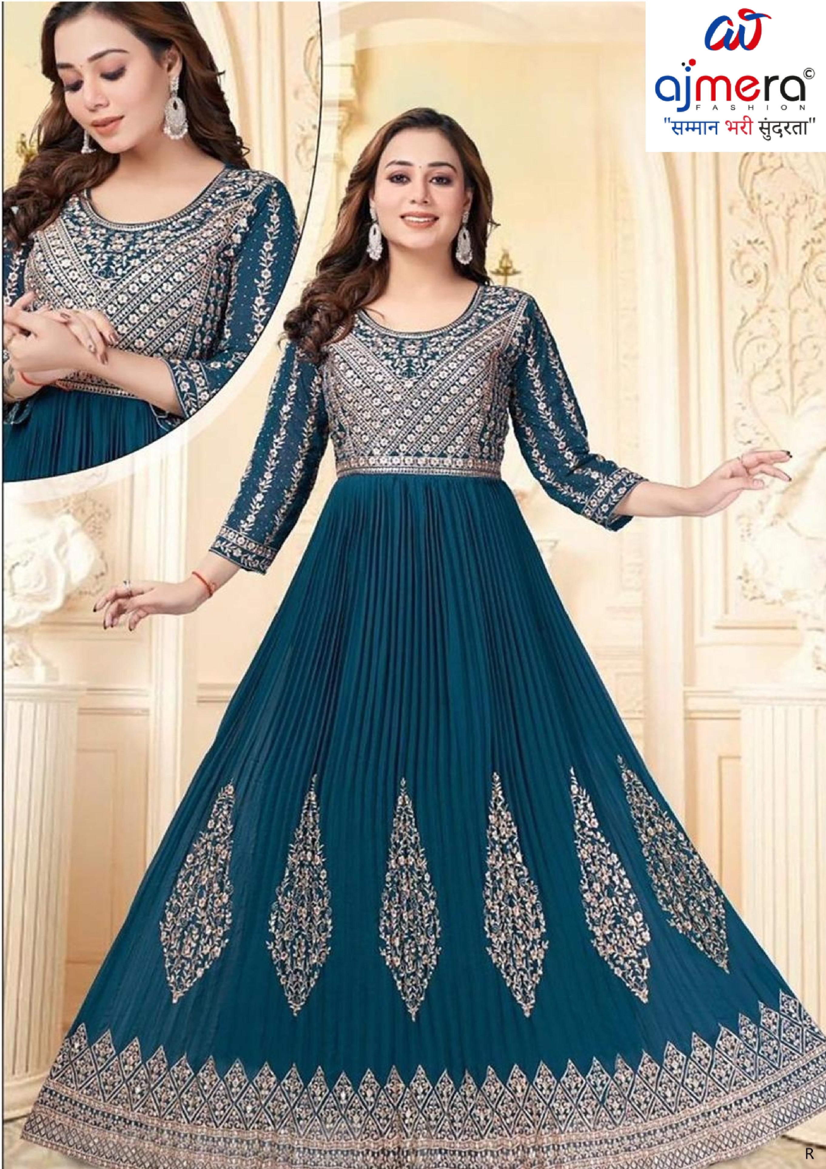 Elegant Georgette Designer Party Wear Gown for Women | KRU-BARKHA