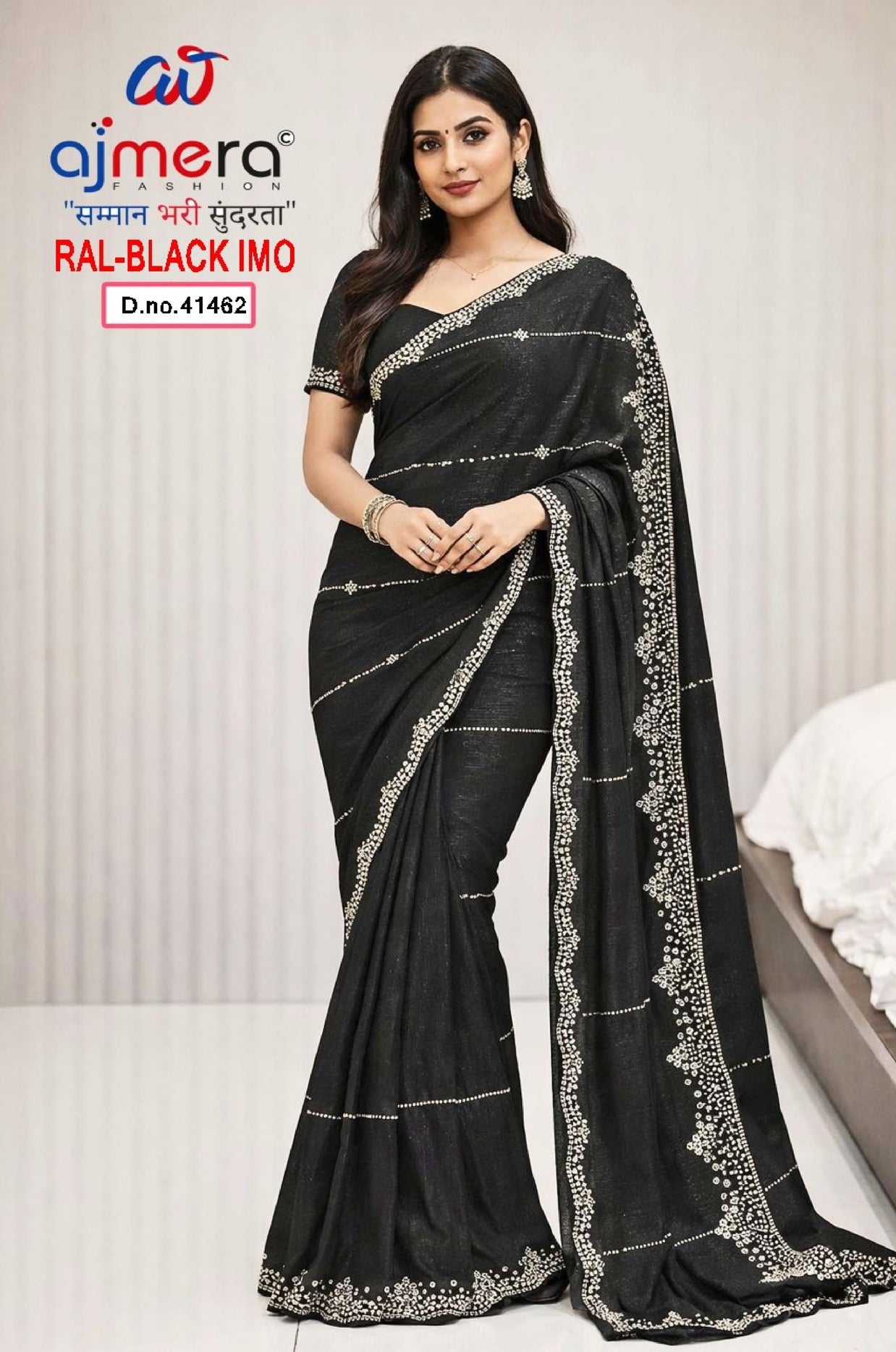 Fandy Dyed Saree Wholesale Market Surat with Blouse Piece for Premium Ethnic and Traditional Wear | RAL-BLACK IMO