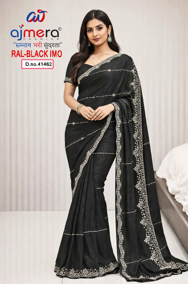 Fandy Dyed Saree Wholesale Market Surat with Blouse Piece for Premium Ethnic and Traditional Wear | RAL-BLACK IMO