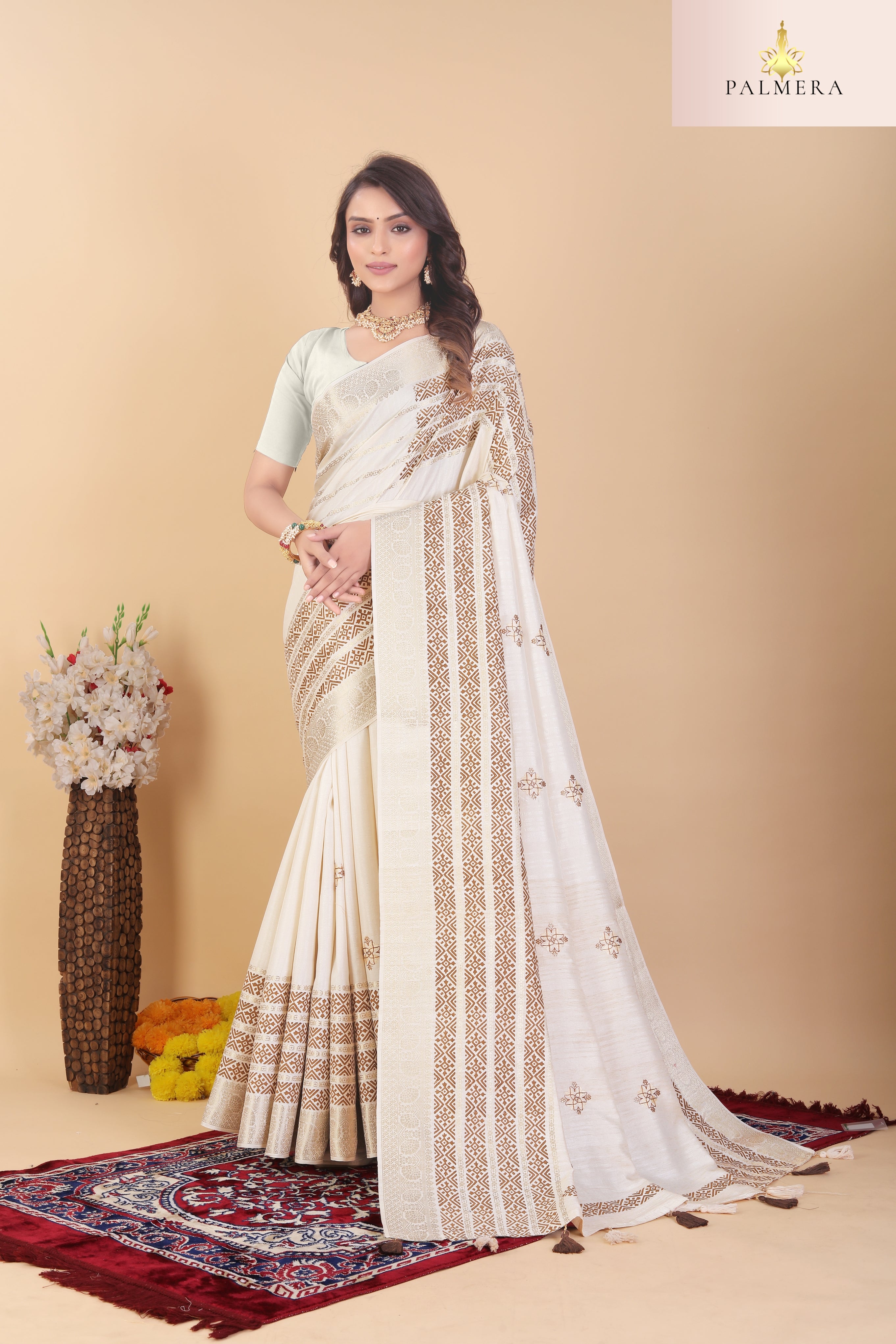 Apricot Linen Saree with Blouse for Premium Ethnic and Designer Wear | ALL-APRICOT-331