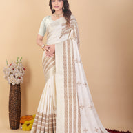 Apricot Linen Saree with Blouse for Premium Ethnic and Designer Wear | ALL-APRICOT-331