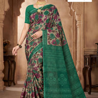 Printed Cotton Saree with Blouse Piece for Premium Ethnic and Traditional Wear | ASS-DIGITAL MOONGA FLOWER VOL-1