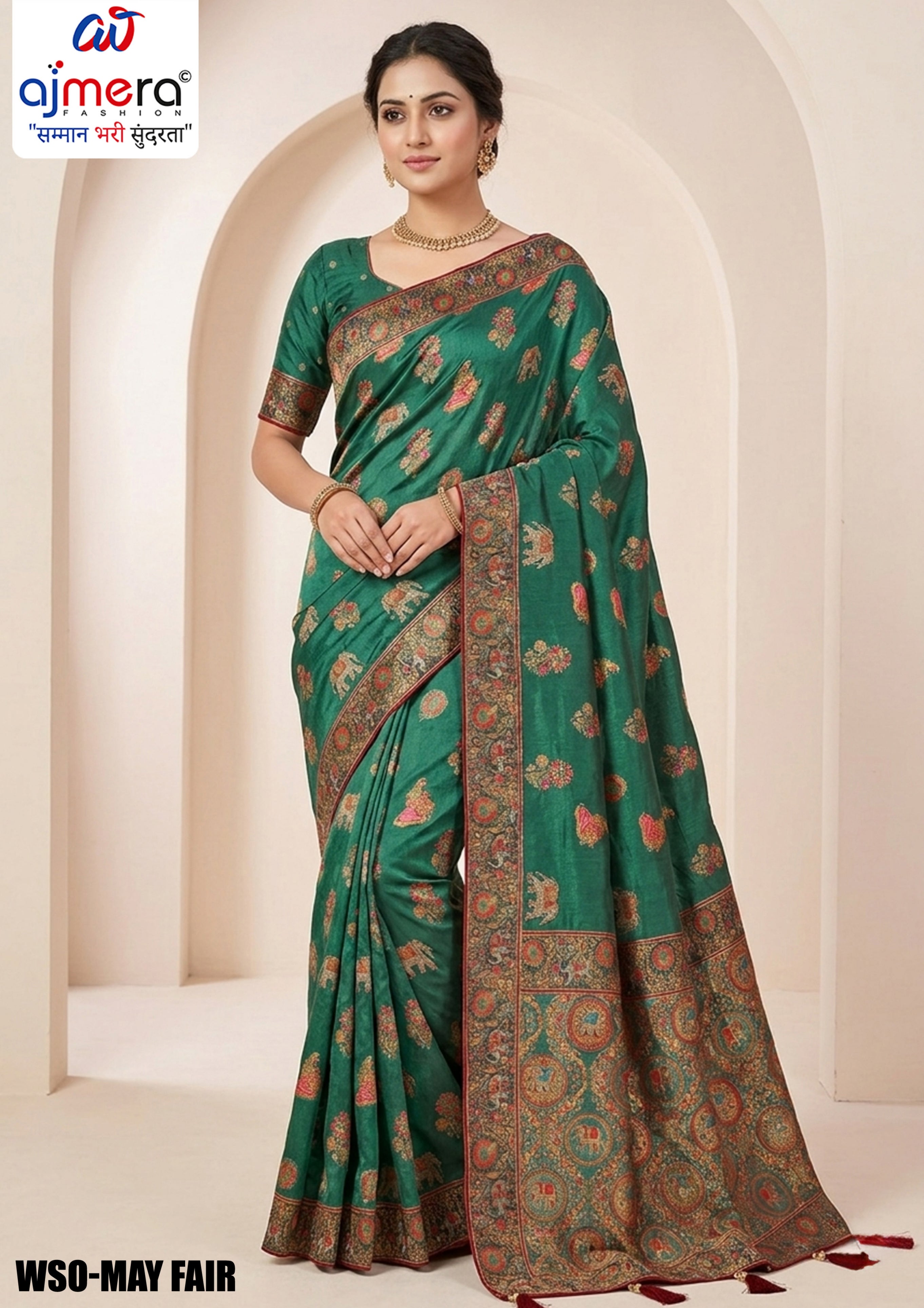 Silver Touch Jacquard Silk Saree With Blouse Piece | WSO-MAY FAIR