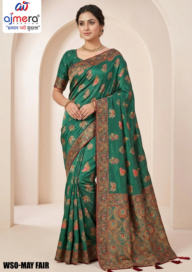 Silver Touch Jacquard Silk Saree With Blouse Piece | WSO-MAY FAIR