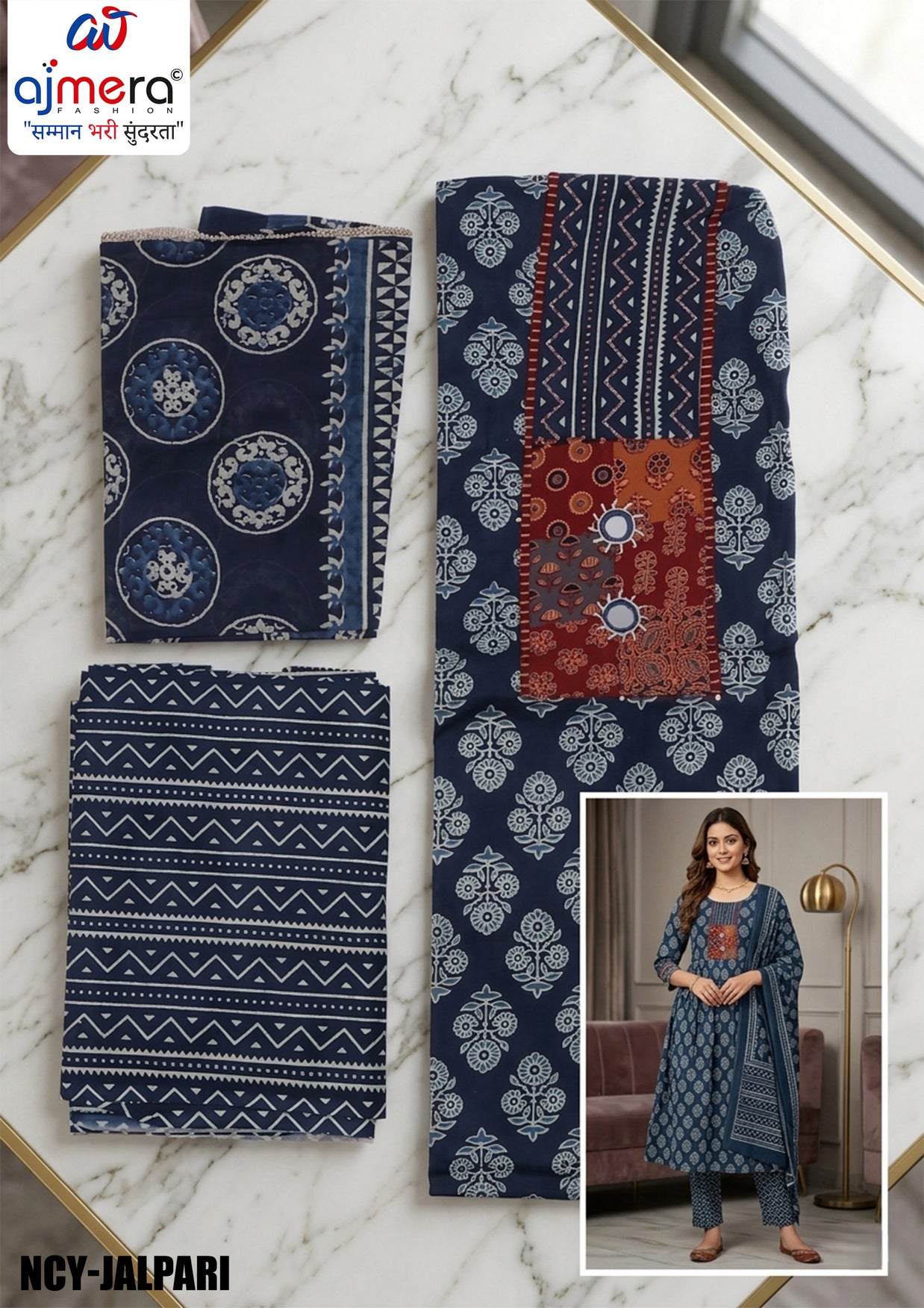 Printed Unstitched Suit for Women | NCY-JALPARI