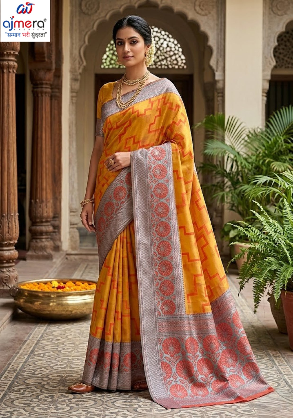 Elegant Jacquard Silk Saree with Designer Blouse Piece for Festive Elegance | DMS(M)-KESHRI SILK