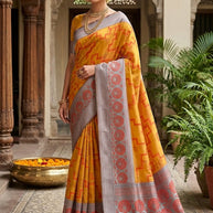Elegant Jacquard Silk Saree with Designer Blouse Piece for Festive Elegance | DMS(M)-KESHRI SILK