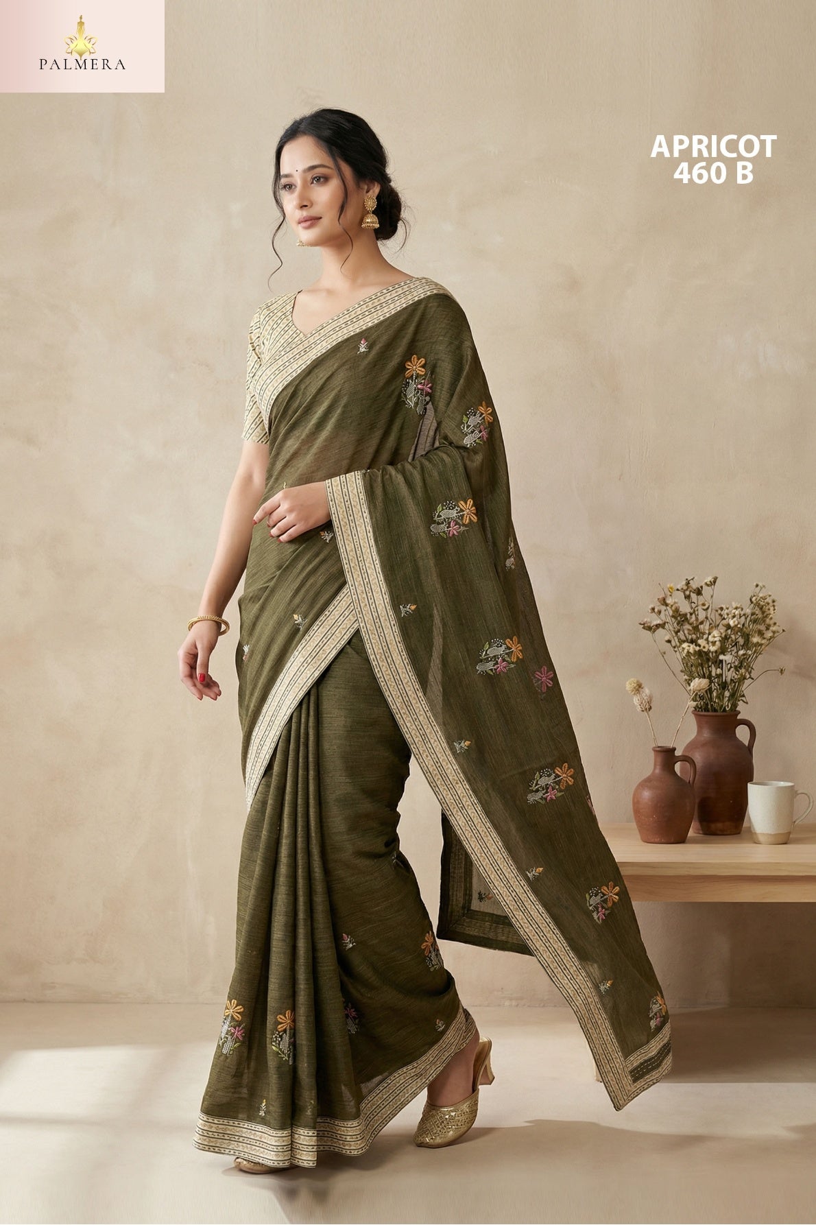 Apricot Khadi Saree with Blouse for Premium Ethnic and Designer Wear | ALL-APRICOT-460