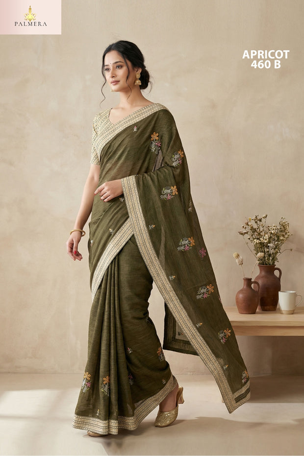 Apricot Khadi Saree with Blouse for Premium Ethnic and Designer Wear | ALL-APRICOT-460