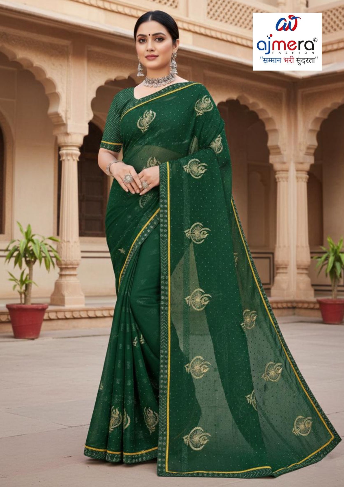 Wholesale Dyed Matching Saree Collection with Blouse Piece for Premium Ethnic and Traditional Wear | VKM-JENA
