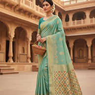 Luxury Jacquard Silk Saree with Blouse Piece for Wedding & Party Wear | SOJ-LILAVATI