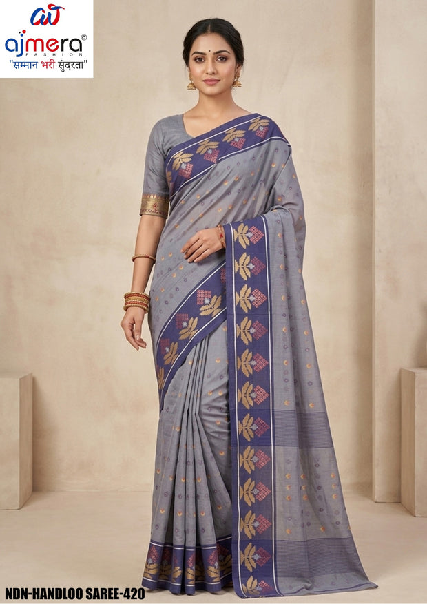 Handloom Cotton Saree with Without Blouse for Premium Ethnic and Traditional Wear | NDN-HANDLOOM SAREE-420