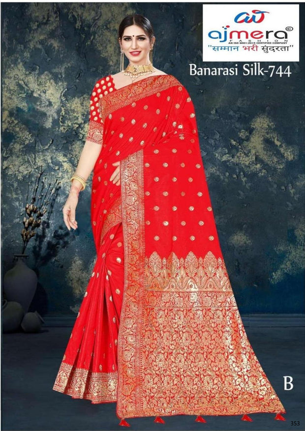 Fashionable Jacquard Silk Saree without Blouse for Special Events | MTE-BANARASHI SILK-744