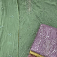 Elegant Glass Organza Designer Unstitched Suit | VAA-CHERRY