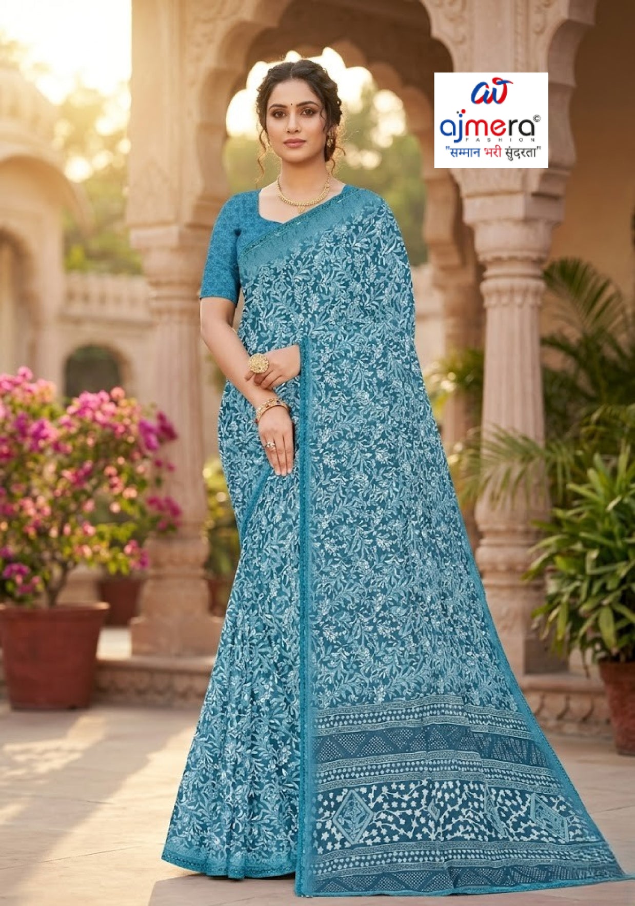 Designer Printed Saree with Blouse Piece for Special Occasions  | SSR-MUNNI