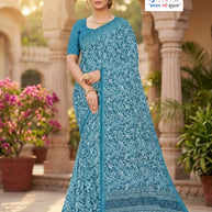 Designer Printed Saree with Blouse Piece for Special Occasions  | SSR-MUNNI