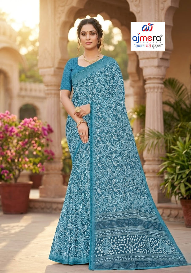 Designer Printed Saree with Blouse Piece for Special Occasions  | SSR-MUNNI