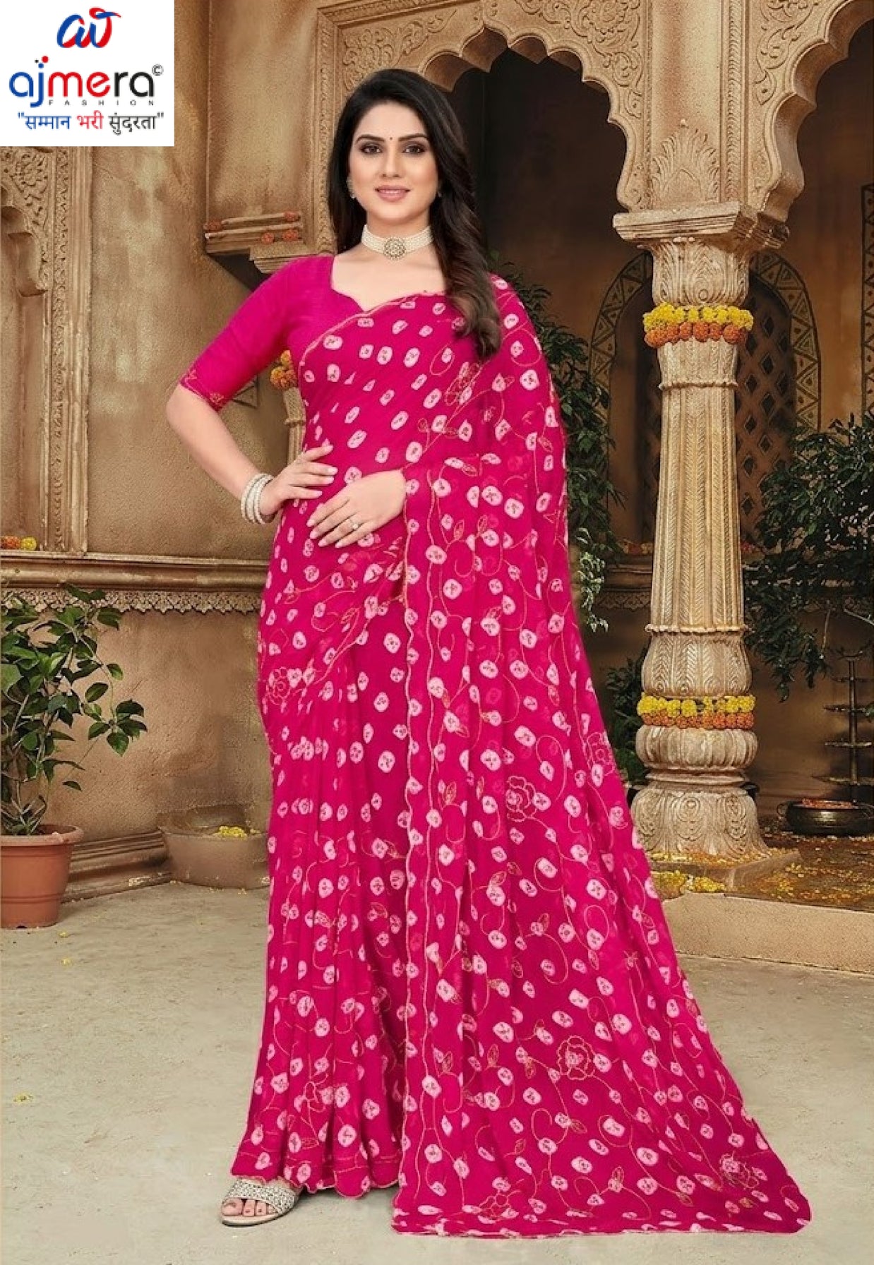 Elegant Printed Saree with Designer Blouse Piece for Festive Wear  | JS-VEDIKA