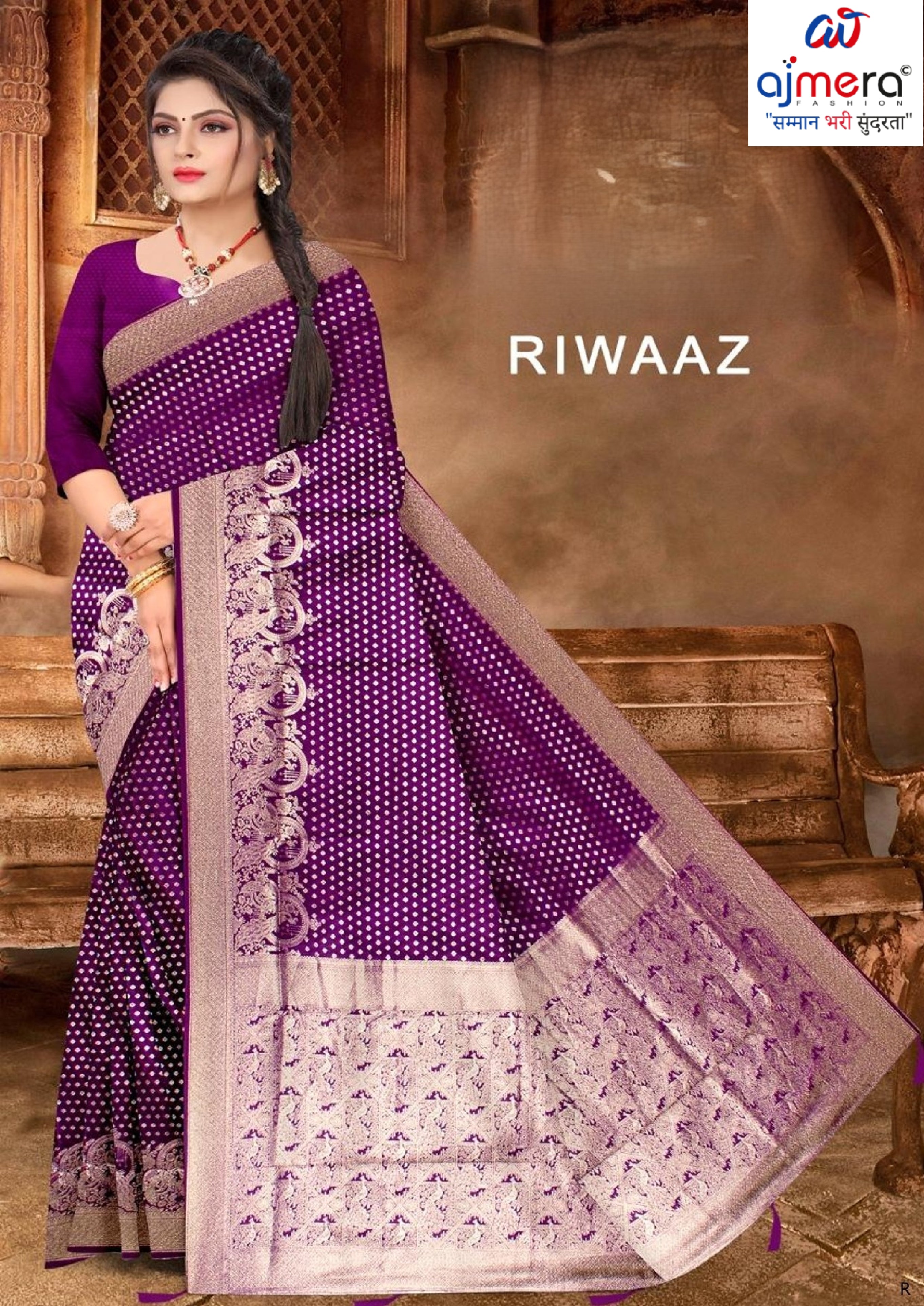 Stylish Jacquard Silk Saree with Blouse Piece for Festive Collection | VML-RIWAAZ