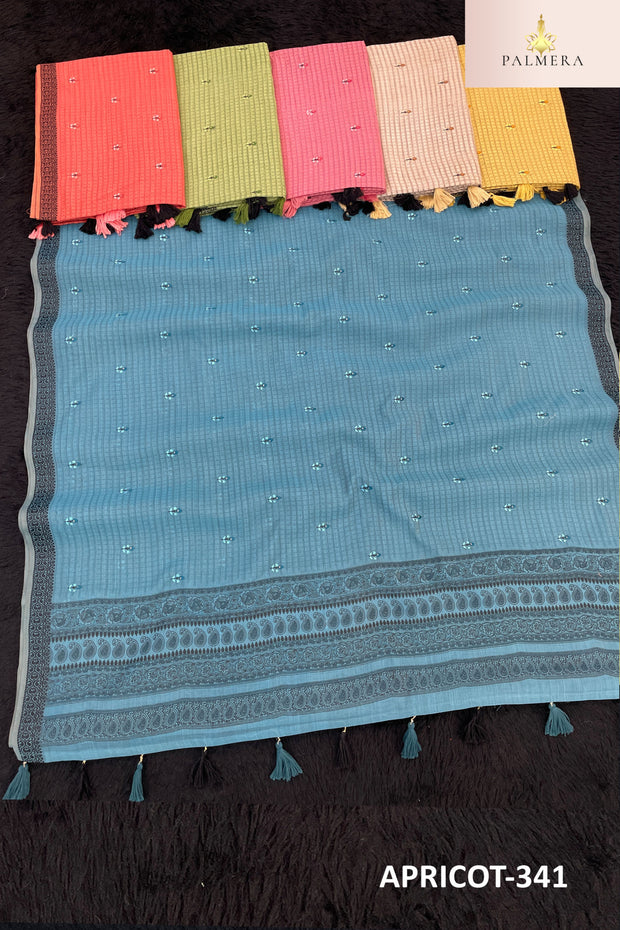 Apricot Khadi Saree with Blouse for Premium Ethnic and Festive Wear | ALL-APRICOT-341