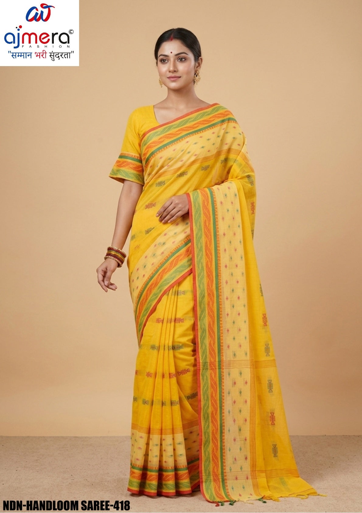 Wholesale Cotton Saree with Without Blouse for Premium Ethnic and Traditional Wear | NDN-HANDLOOM SAREE-418