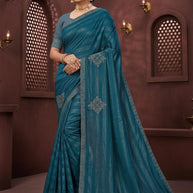 Rimzim Designer Dyed Matching Saree with Blouse Piece for Premium Ethnic and Traditional Wear | TIK-MOTU PATLU