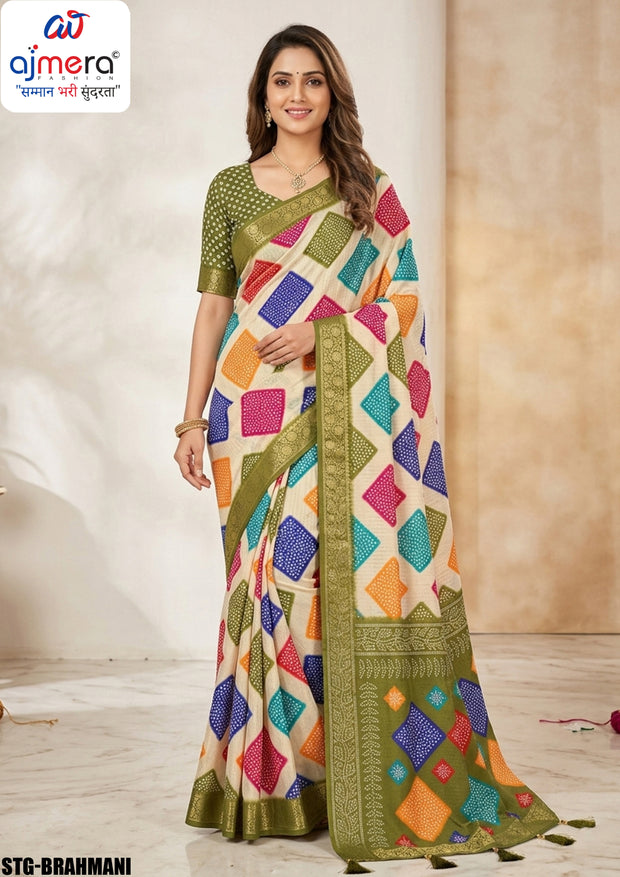 Digital Printed Saree with Blouse Piece for Premium Ethnic and Traditional Wear | STG-BRAHMANI