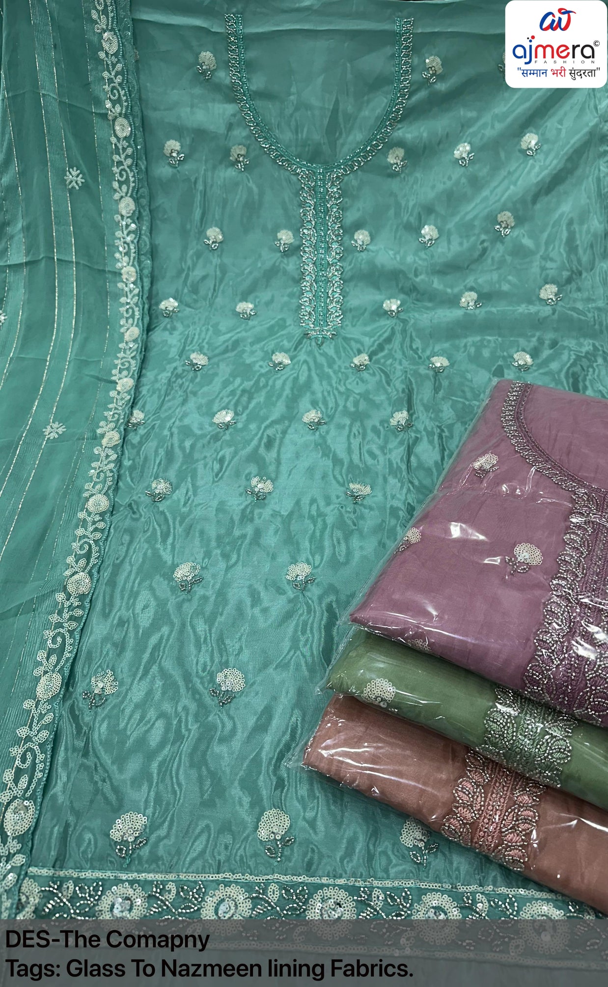 Luxury Glass Organza Unstitched Suit Set | VAA-THE COMPANY