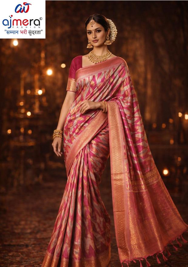 Luxury Jacquard Silk Saree without Blouse for Wedding & Party Wear | TUL-AMRIT GYAN COTTON