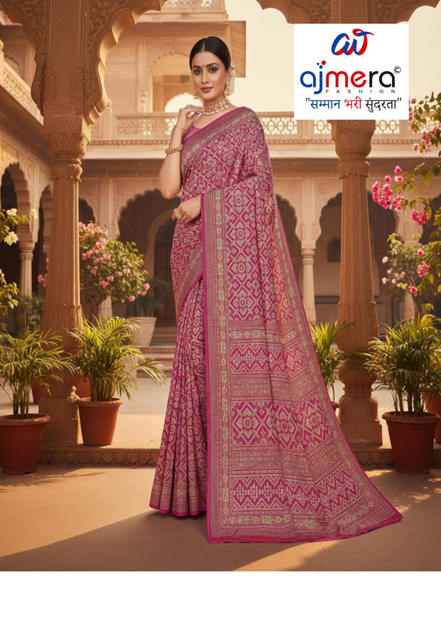 Beautiful Printed Saree with Blouse Piece for Cultural Celebrations  | PUS-ROOP REKHA-11