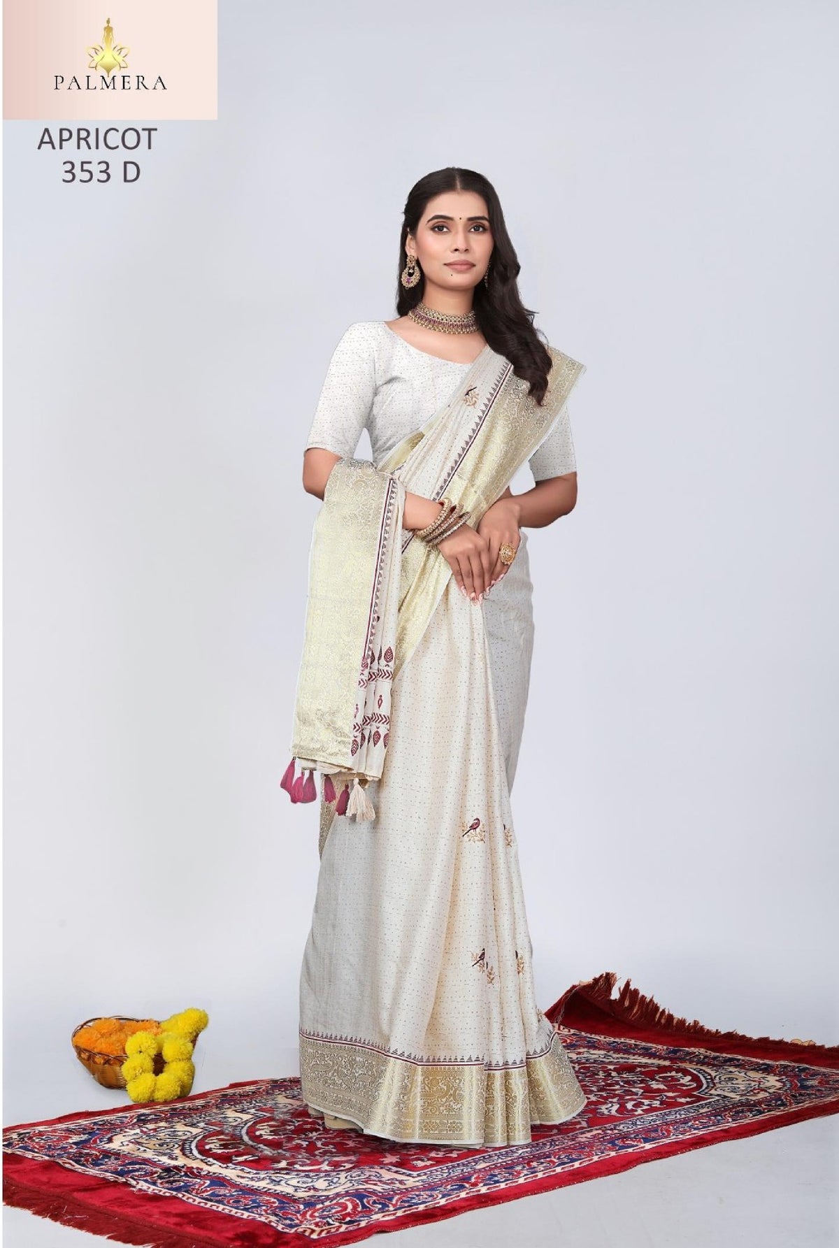 Apricot Linen Saree with Blouse for Premium Wedding and Ethnic Wear | ALL-APRICOT-353