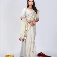 Apricot Linen Saree with Blouse for Premium Wedding and Ethnic Wear | ALL-APRICOT-353