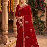 Fancy Lycra Matching Saree with Blouse Piece for Premium Ethnic and Traditional Wear | SRS-ONLY TIME