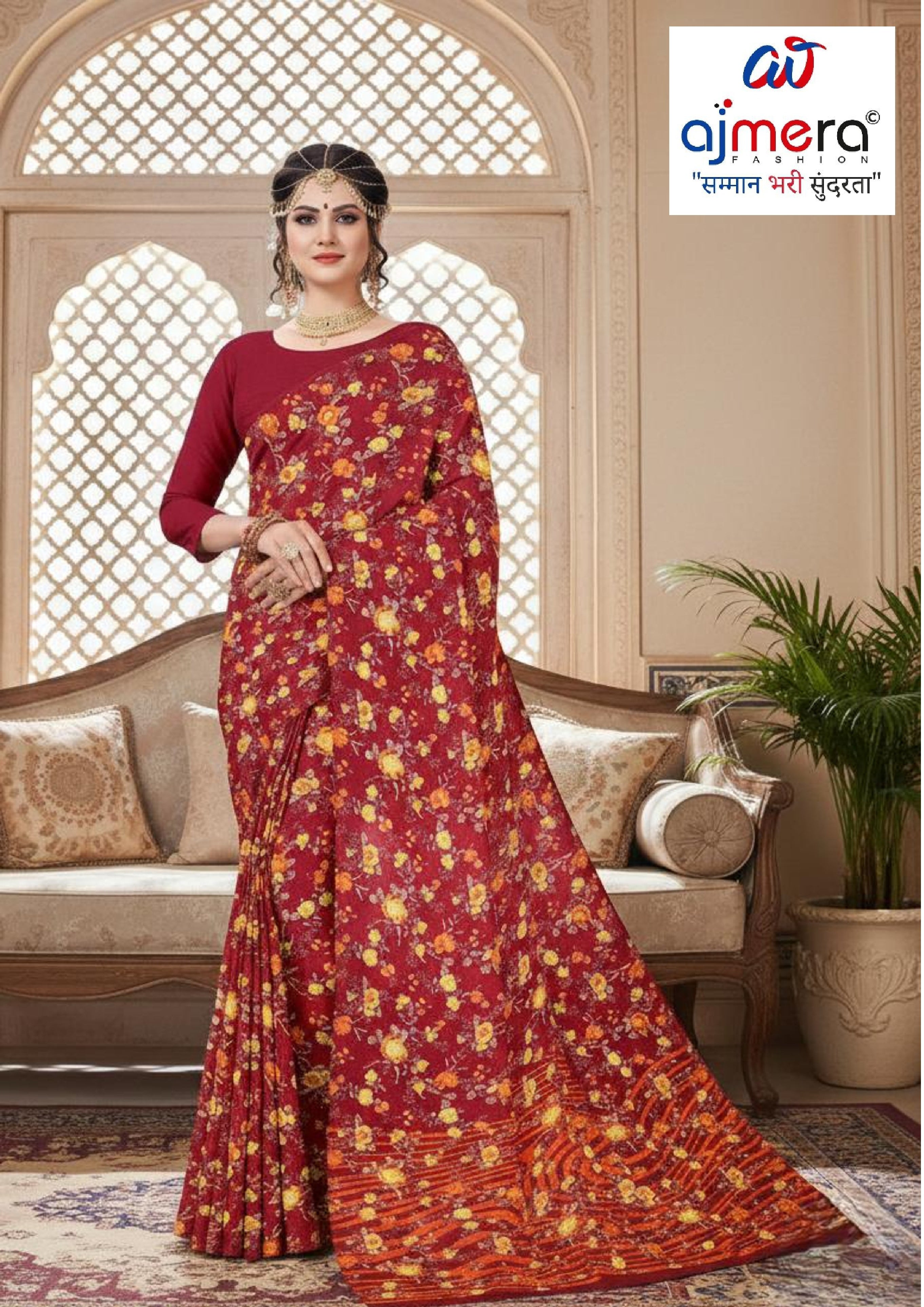 Weightless Print Loose Saree with Blouse for Premium Ethnic and Traditional Wear | TD-NIKE