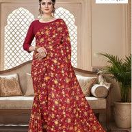 Weightless Print Loose Saree with Blouse for Premium Ethnic and Traditional Wear | TD-NIKE