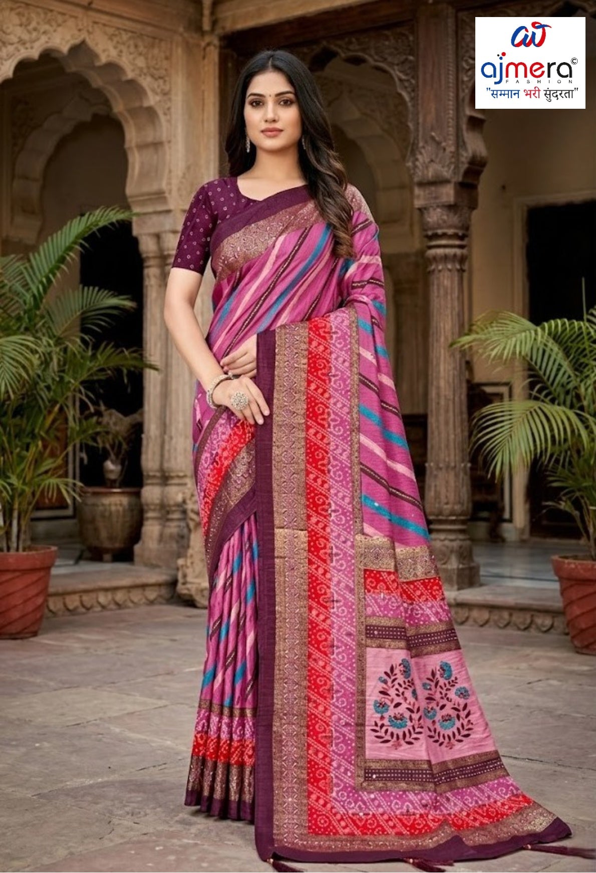 Stylish Printed Saree with Blouse Piece for Traditional Celebrations  | VER-BANJARAN-44228